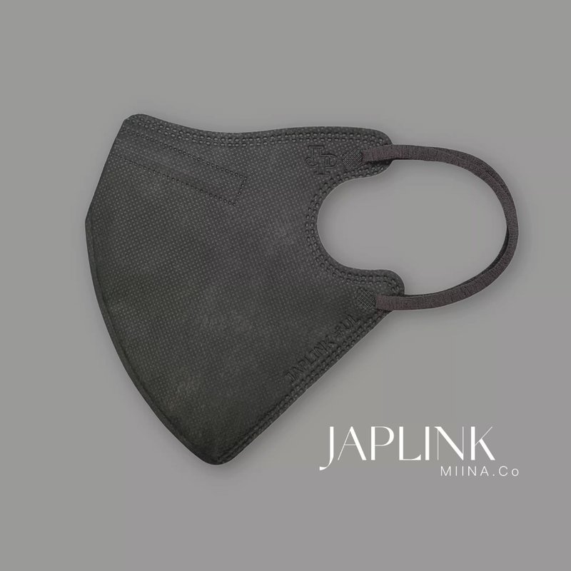 【加大】JAPLINK MASK【D2 / N95】 立體口罩-大黑灰灰扁繩 - 口罩/口罩收納套 - 聚酯纖維 黑色