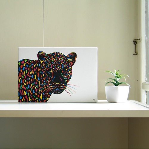 HTA 藝術 海報 繪畫 掛畫 時尚 優雅 豹 動物 壁貼 創意 色彩