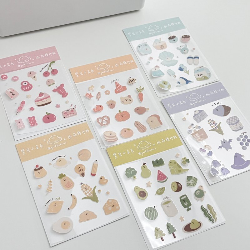 Goldfishxuan - Colorful Day Crystal Transfer Sticker - สติกเกอร์ - พลาสติก หลากหลายสี