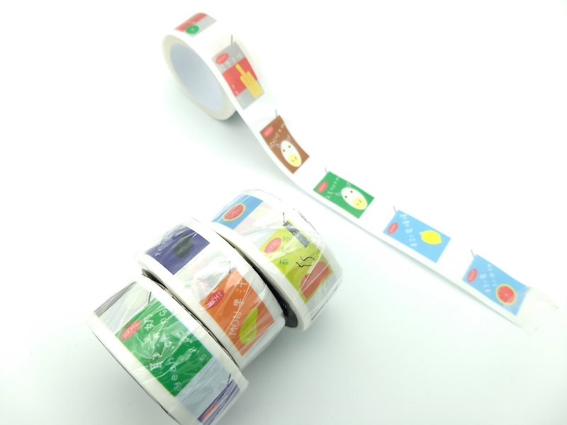 紙包飲品紙膠帶(帶離形紙) - 紙膠帶 - 紙 多色