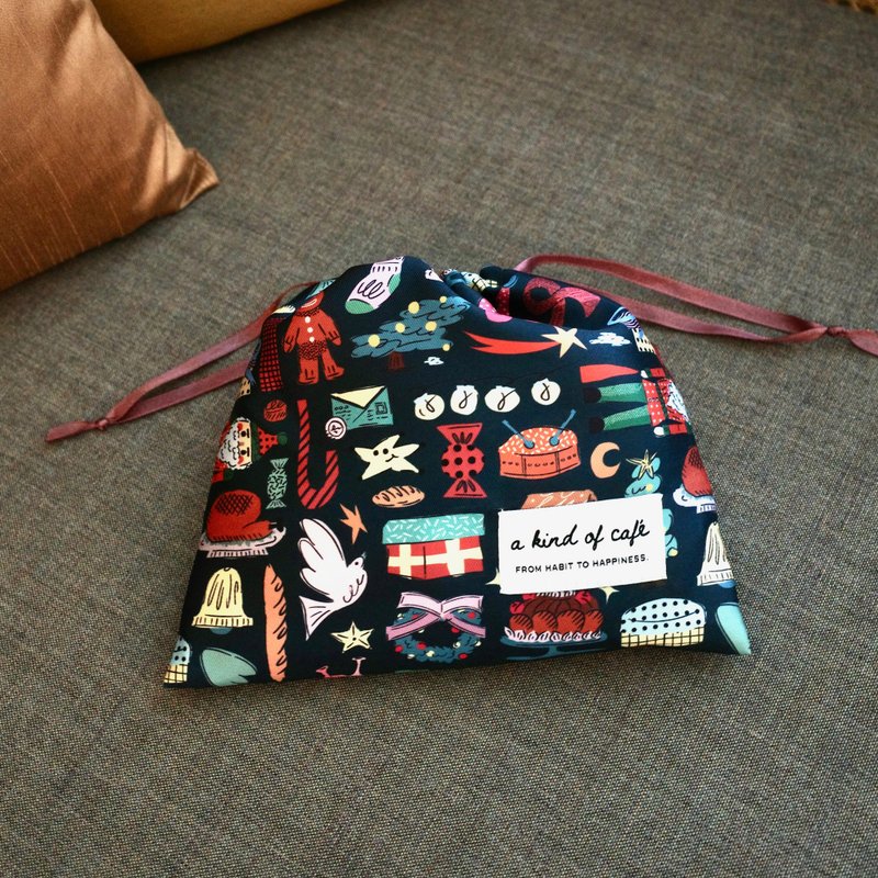 【什物】聖誕限量 | 插畫印花束口袋 - 束口袋/束口背包/水桶包 - 聚酯纖維 多色