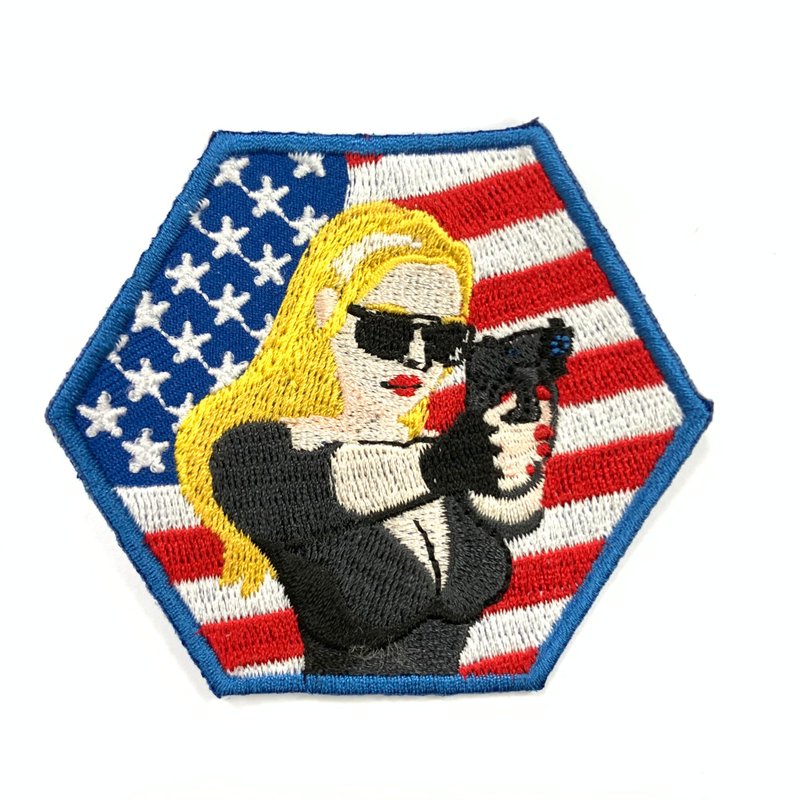 USA 美國女特務 愛國 電繡刺繡徽章 胸章 立體繡貼 裝飾貼 繡片貼 - 徽章/別針 - 繡線 多色