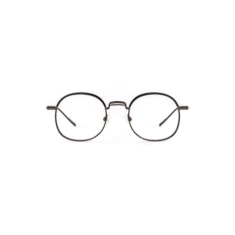 Limited quantity two-color metal square and round thin frame glasses-black - กรอบแว่นตา - โลหะ สีดำ
