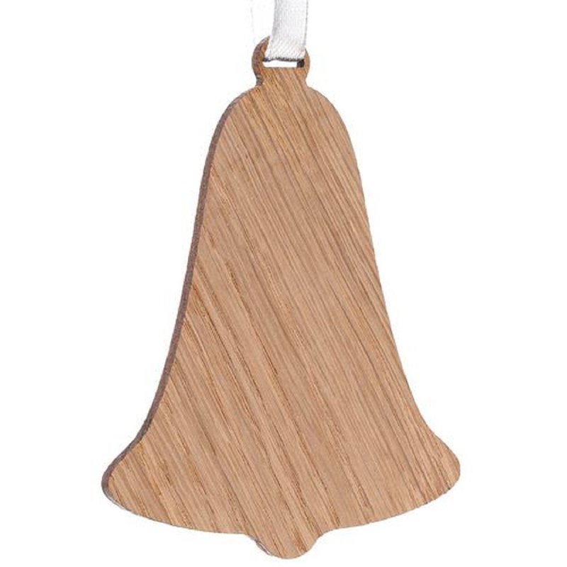 Bell-shaped Carving Oak Herringbone Wooden Pendant - ของวางตกแต่ง - ไม้ สีกากี