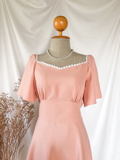 ameliadress Pink vintage dress rustic bohemian pink gown party dress summer dress Korean