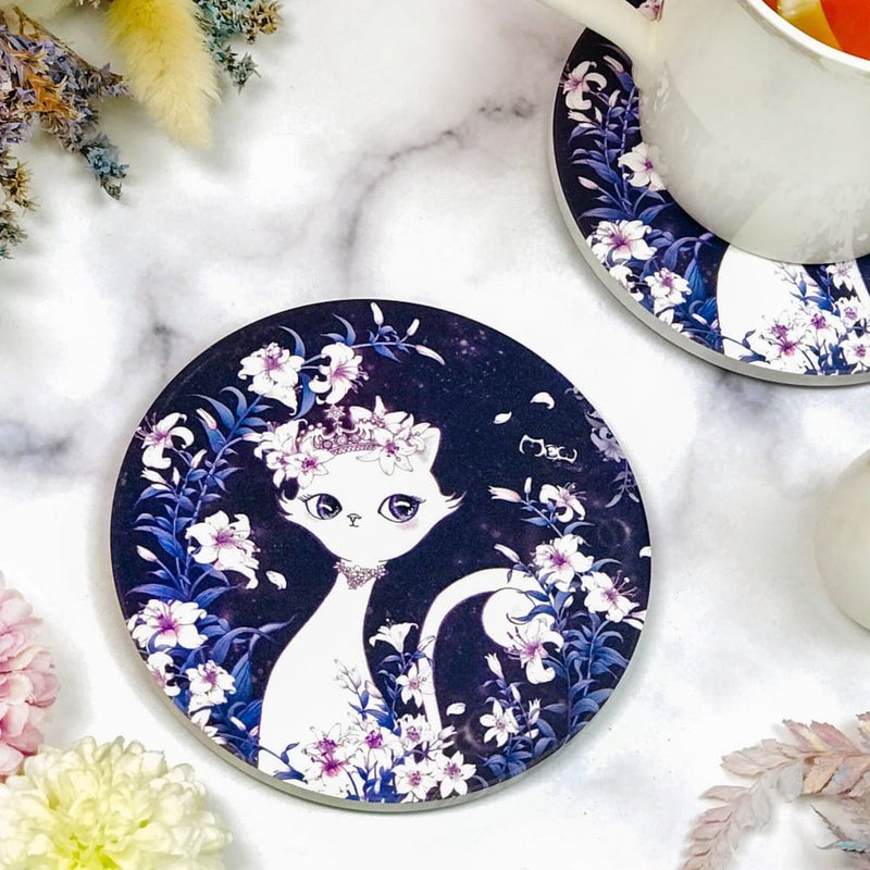 Ceramics | Absorbent Coaster | Both hot and cold-Little Lily Queen - Coasters - Porcelain Purple