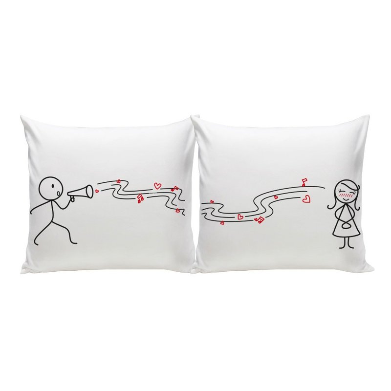 LOVE SONG 29x29 SET/2 PILLOW CASE by Human Touch+Pillows - หมอน - ผ้าฝ้าย/ผ้าลินิน ขาว