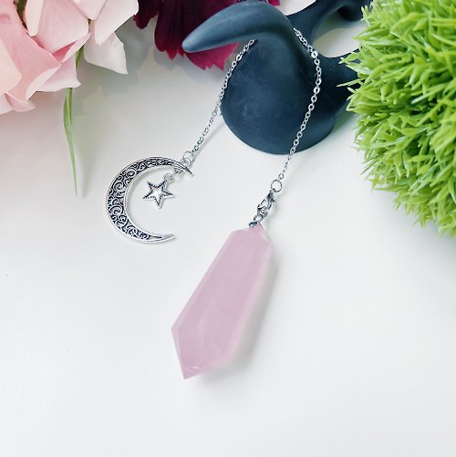 OLINA DESIGN歐林娜設計 靈擺第一專業品牌 天然 粉晶 大雙尖 粉水晶 靈擺 項鍊 吊墜 自愛