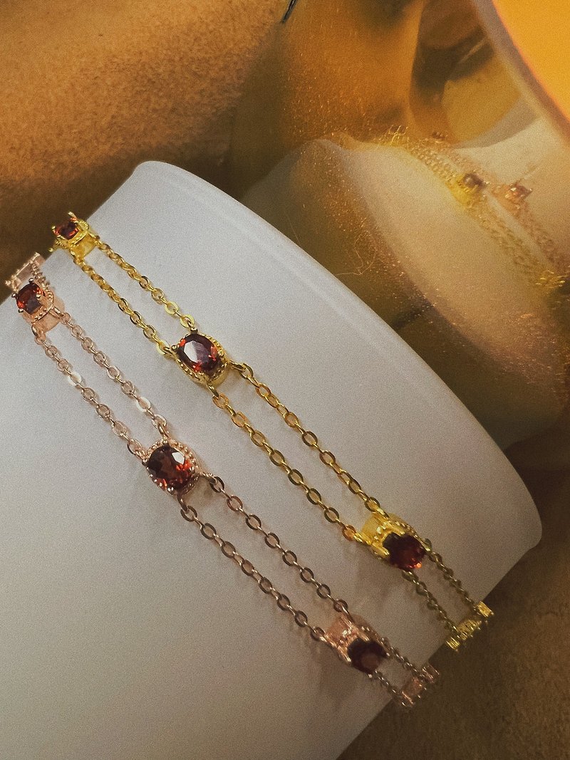 【Department】 Stone • Gold/ Rose Gold Double Chain—Bracelet - สร้อยข้อมือ - เครื่องเพชรพลอย หลากหลายสี