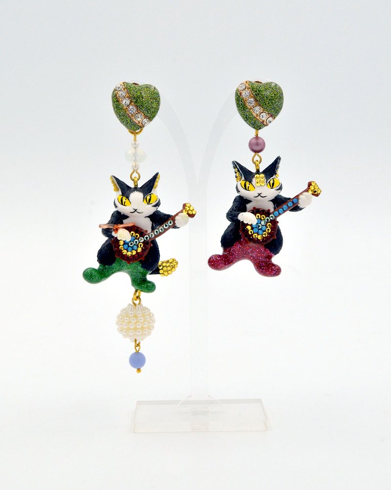 TIMBEE LO Da Yang Cat SWAROVSKI Crystal CRYSTAL Wachifield Ikeda Akiko - Earrings & Clip-ons - Plastic Black