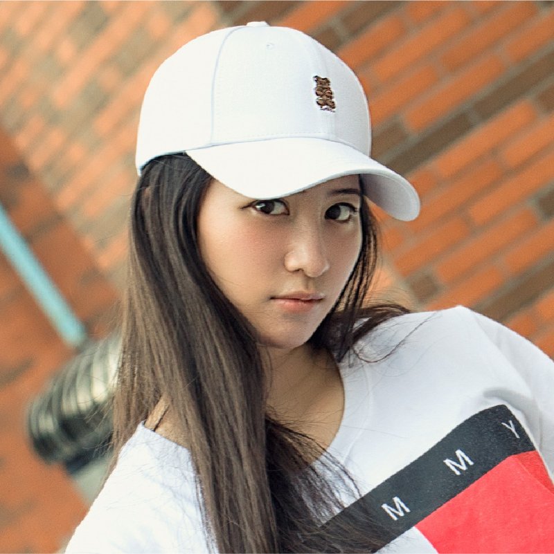 bear bent brim hat - หมวก - ผ้าฝ้าย/ผ้าลินิน ขาว