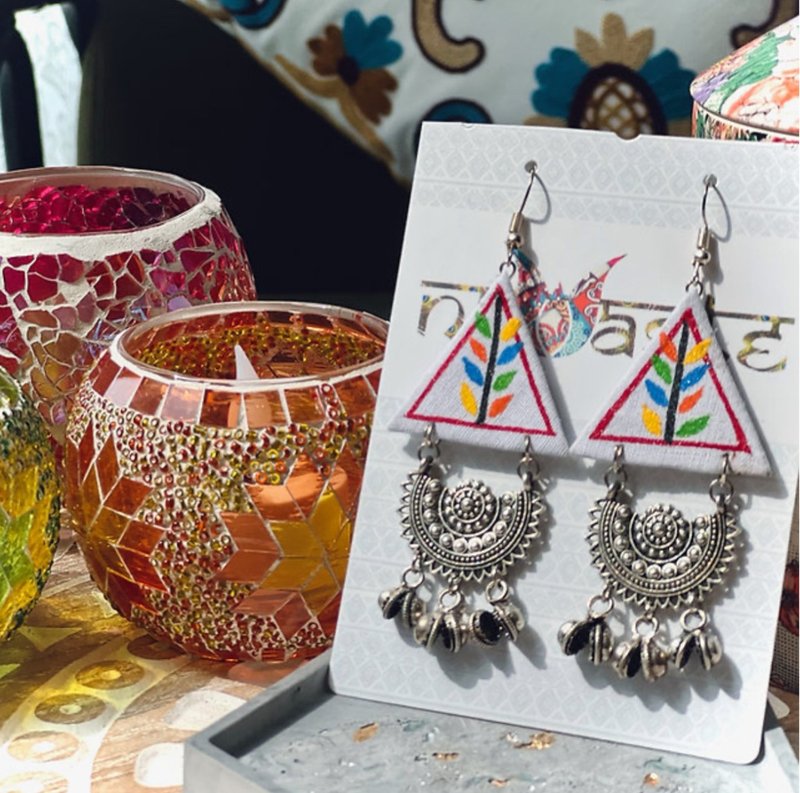 印度丨民族耳環教師系列-農莊 - 耳環/耳夾/耳骨夾 - 其他材質 白色