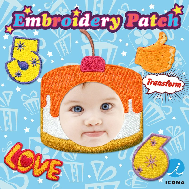 【變身繡布貼系列】生日櫻桃蛋糕款 - 貼紙 - 繡線 