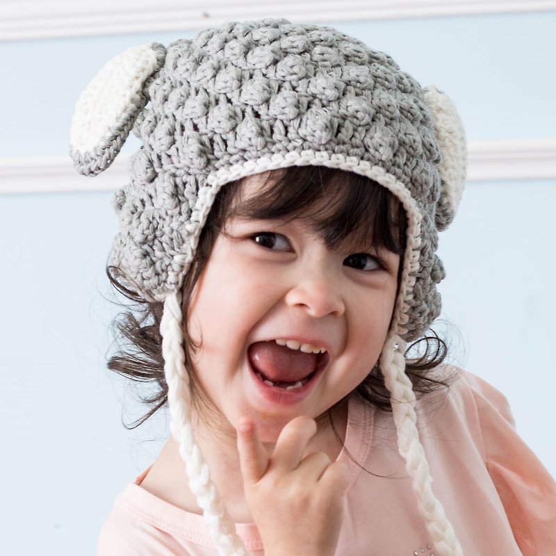 Cutie Bella手工編織帽Sheep-Gray - 嬰兒帽子/髮帶 - 棉．麻 灰色