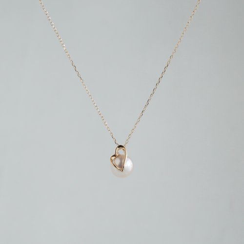 KOKO PEARL JEWELRY 日本直送 7mm Akoya珍珠 愛心形吊墜項鍊 10k金 天然海水珍珠