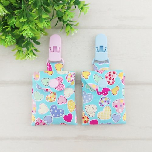 QQ rabbit 手工嬰幼兒精品 彌月禮盒 繽紛愛心-2色可選。平安符袋 (可繡名字)