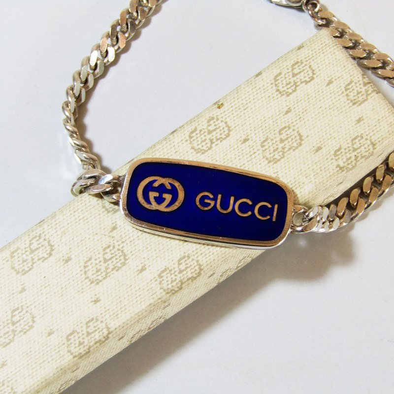 OLD GUCCI オールドグッチ ヴィンテージ シルバー925 ブルーエナメル ブレスレット - 手鍊/手環 - 其他金屬 銀色