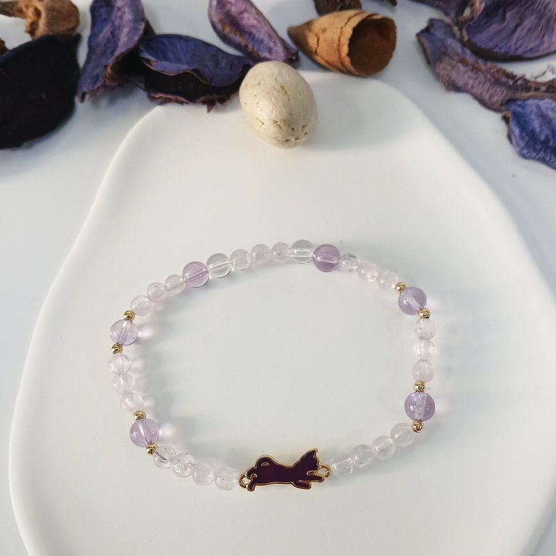 Cat Accessories Brushed Kunzite Amethyst Bracelet - Bracelets - Crystal Purple