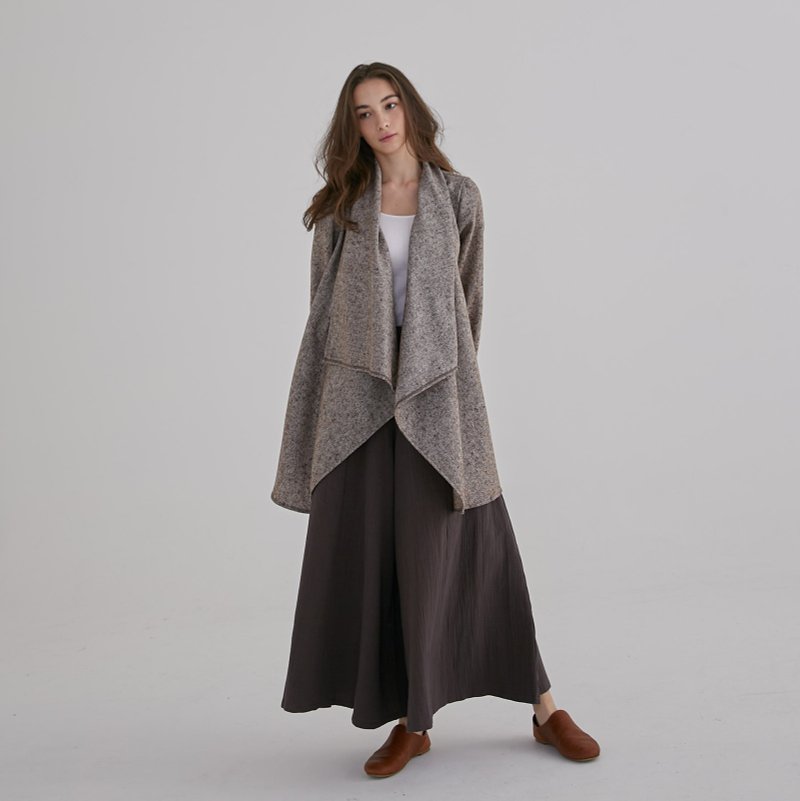 Wrap Collar Coat – Mixed Colors - Women's Casual & Functional Jackets - Wool Multicolor