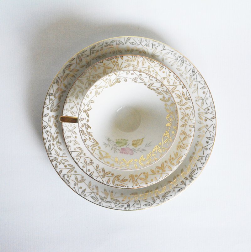 德國古董下午茶杯盤組 - 茶具/茶杯 - 瓷 白色