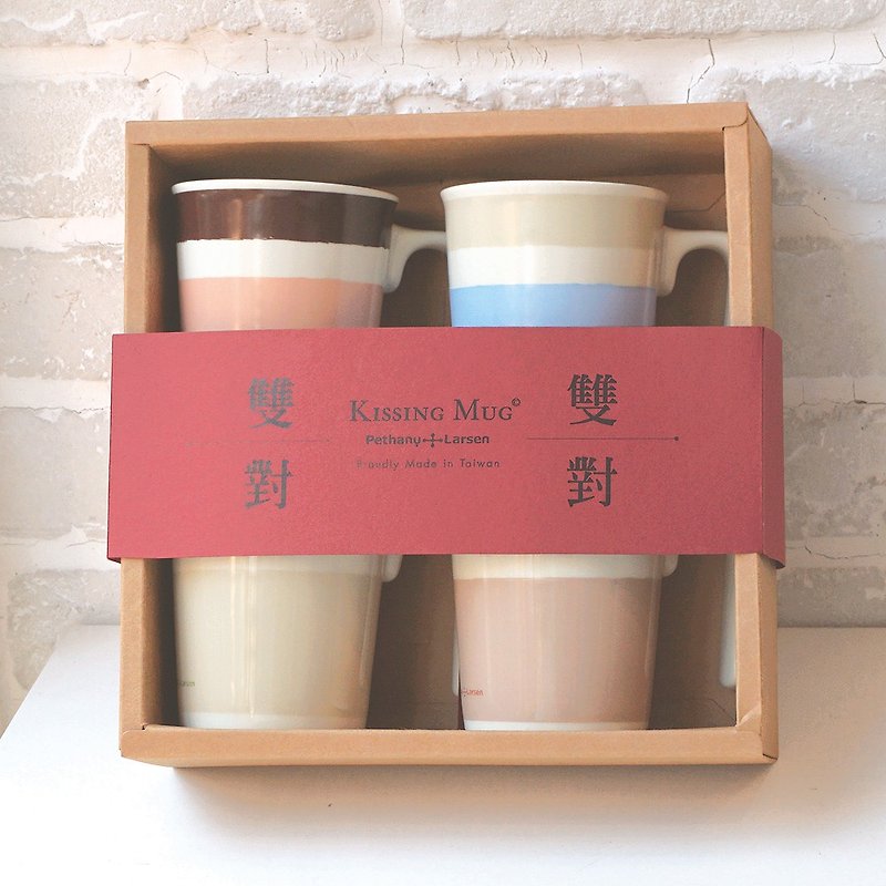 Essens Series Kiss Mug【Four Cups in Pairs】 - แก้วมัค/แก้วกาแฟ - เครื่องลายคราม หลากหลายสี