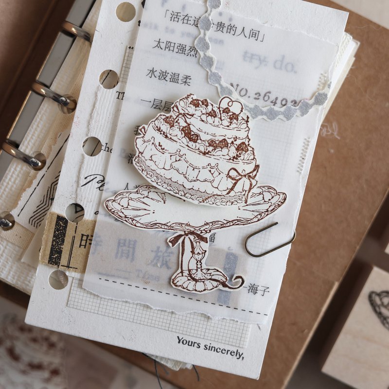 草莓蛋糕 蠟燭數字 原創手帳木製印章 - 印章/印台 - 橡膠 