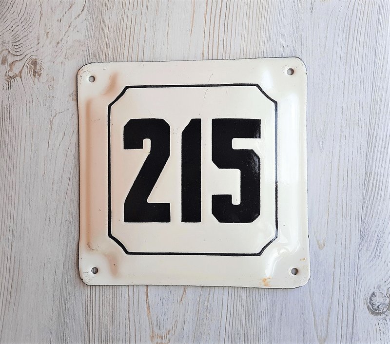 Old street enamel metal number plate 215 - Soviet house address number plaque - 其他 - 其他金屬 白色