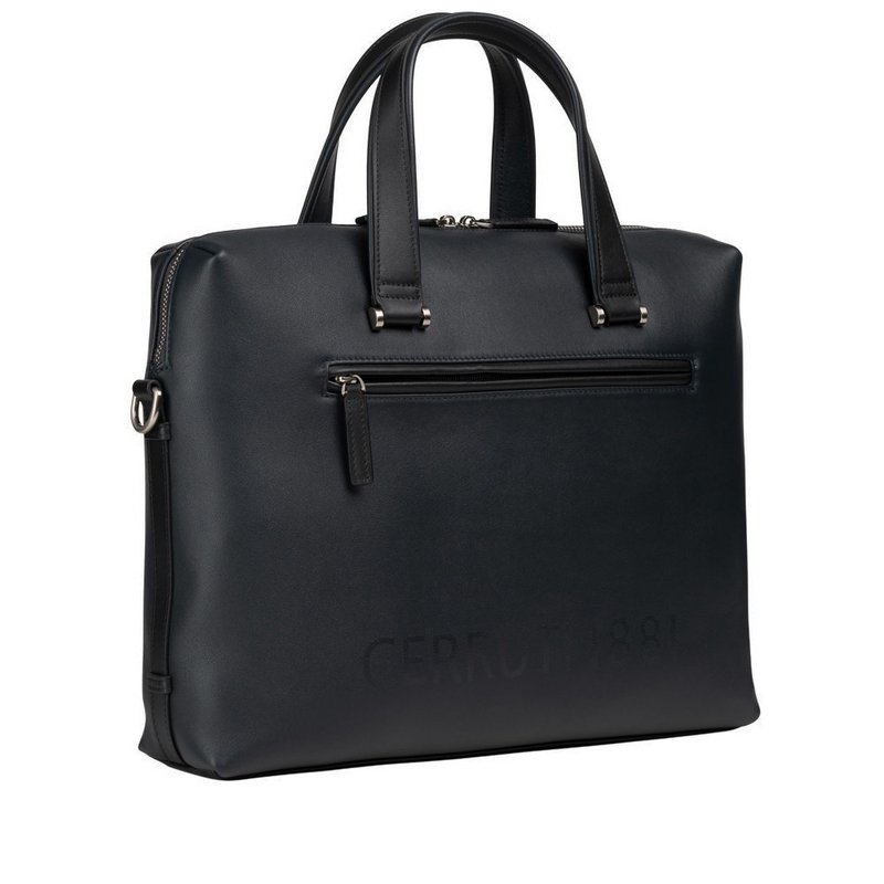 Cerruti 1881 限量2折 頂級小牛皮公事包/斜背包 全新專櫃展示品 - 側背包/斜背包 - 真皮 黑色