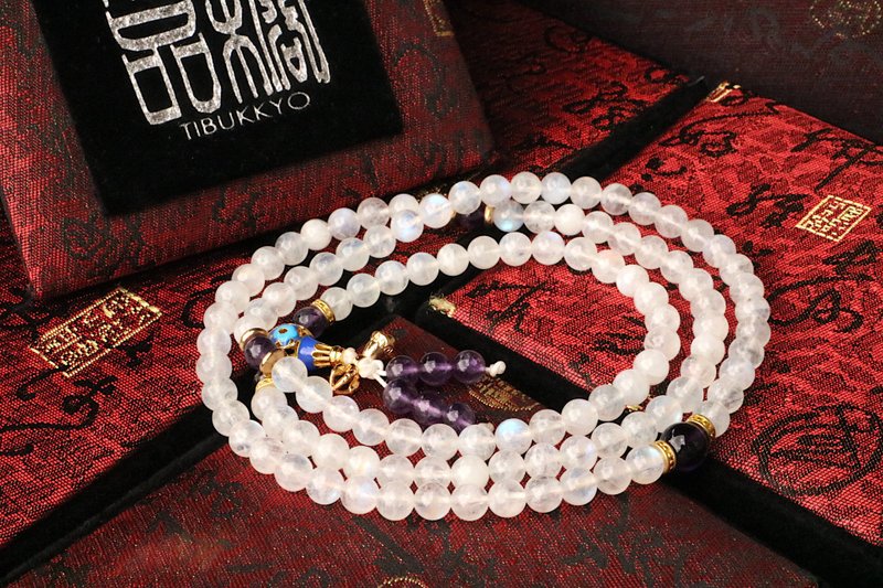 原礦月光石 108顆 月光石 6mm 客製化佛珠設計 串珠飾品手鍊 手環 - 手鍊/手環 - 玉石 