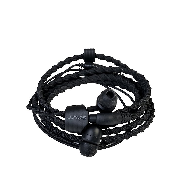 British Wraps 【Talk】 classic weaving bracelet headphones - black - หูฟัง - เส้นใยสังเคราะห์ สีดำ