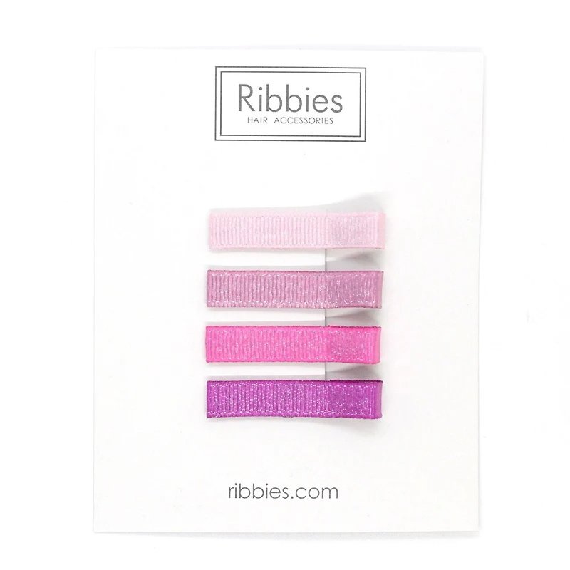 英國Ribbies 柔瑰粉單色髮夾4入組 - 髮夾/髮飾 - 聚酯纖維 