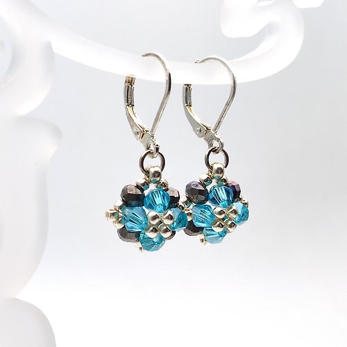 IrisBeadsArt 耳環, 日常搭配, 新娘耳環, 華麗耳環, 手作, Blue earrings, Simple earrings