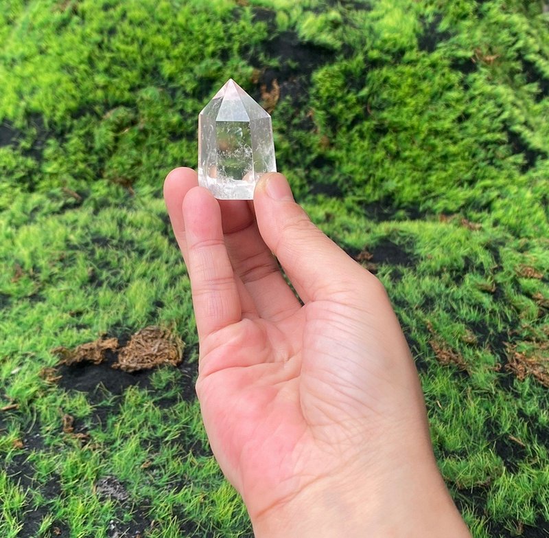 天然冰透可愛胖胖白水晶能量柱 開運淨化 風水 辦公室擺件 - 擺飾/家飾品 - 水晶 白色