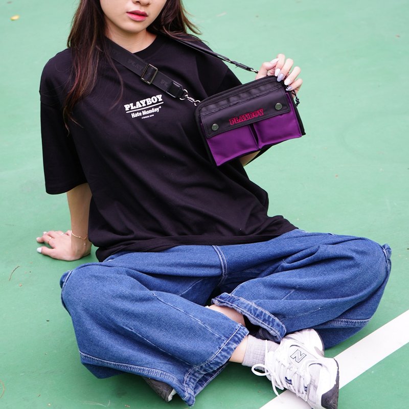 Hate Monday'' X PLAYBOY - DIAGONAL BAG斜孭袋(PBHM-FW23B38) - 側背包/斜背包 - 防水材質 銀色