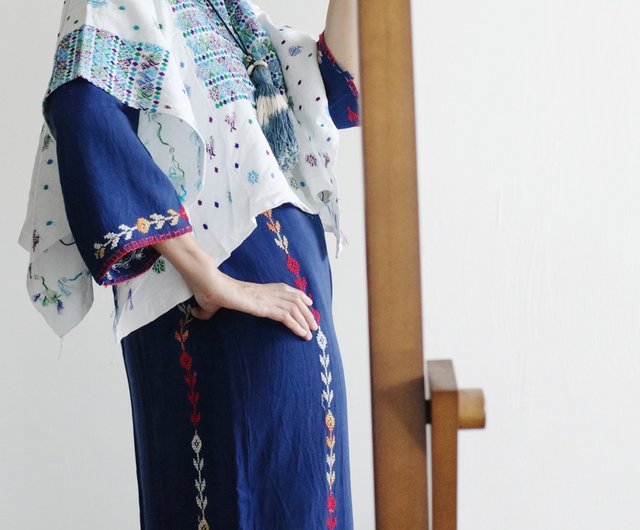 ヴィンテージ グアテマラ 手刺繍 手織り ケープ - ショップ