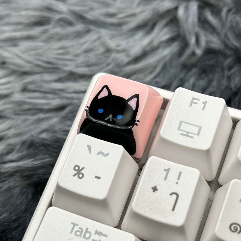XDA keycap black cat (blue eyes)-pink - 電腦配件 - 塑膠 粉紅色