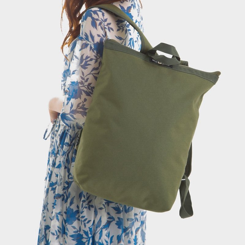 ENVIROSAX Japanese 2 Way Backpack - Army Green - กระเป๋าเป้สะพายหลัง - เส้นใยสังเคราะห์ สีกากี