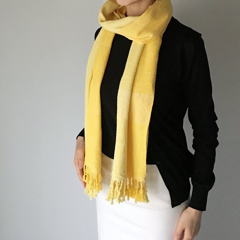 Unisex Silk Scarf / Yellow - All season available - - Scarves - Cotton & Hemp Yellow