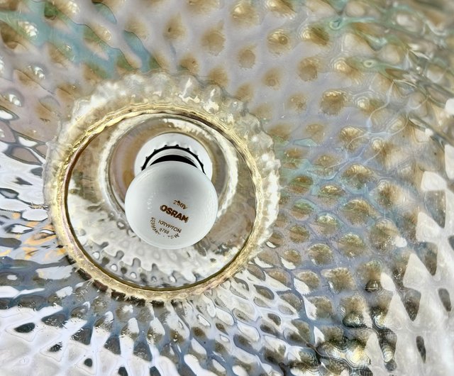 虹色ガラスのペンダント ランプ ヴィンテージ琥珀照明器具ドイツ