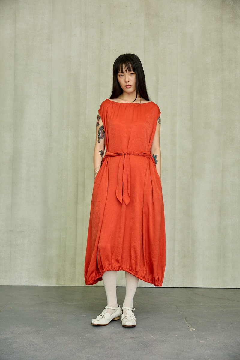 One-line collar and cap-sleeve dress - One Piece Dresses - Polyester 