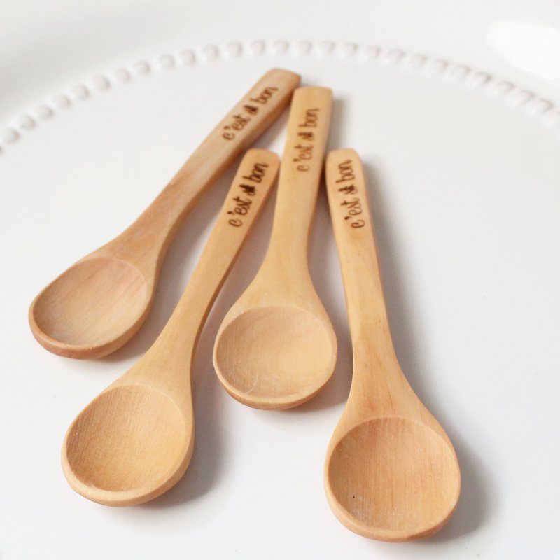 Four spoons of C'est si bon natural wood sauce - Cutlery & Flatware - Wood Brown