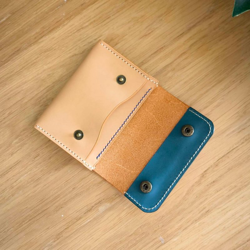 Handmade Compact Card & Cash Wallet - 錢包/皮夾/長短夾 - 真皮 橘色
