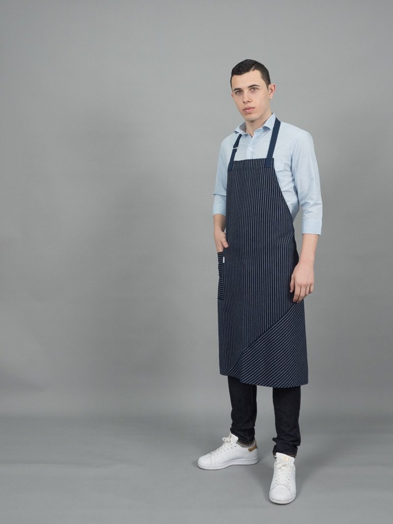 INDIGO STRIPE APRON 工作服 圍裙 - 圍裙 - 棉．麻 藍色