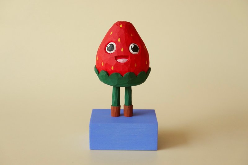 Stand-up Strawberry - 玩偶/公仔 - 木頭 紅色