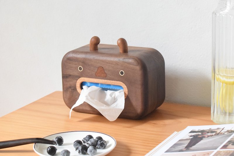 マウンテンハウス|オリジナルデザインビッグマウスティッシュボックス無垢材ホームリビングルームクリエイティブかわいいデコレーションペーパーボックス - 収納用品 - 木製 