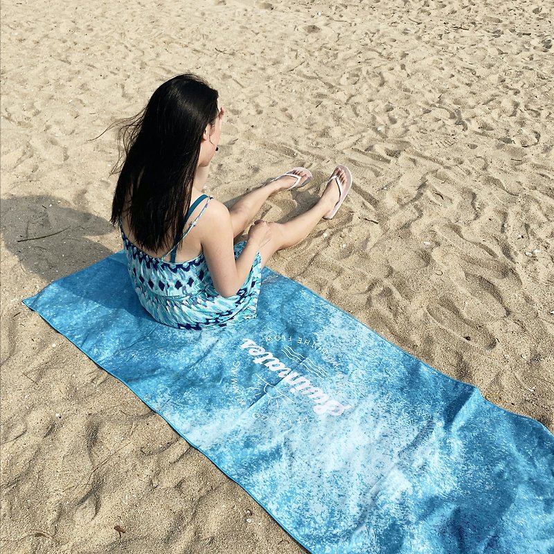 Wave beach yoga dual-use absorbent towel - Yoga Mats - Other Materials Blue
