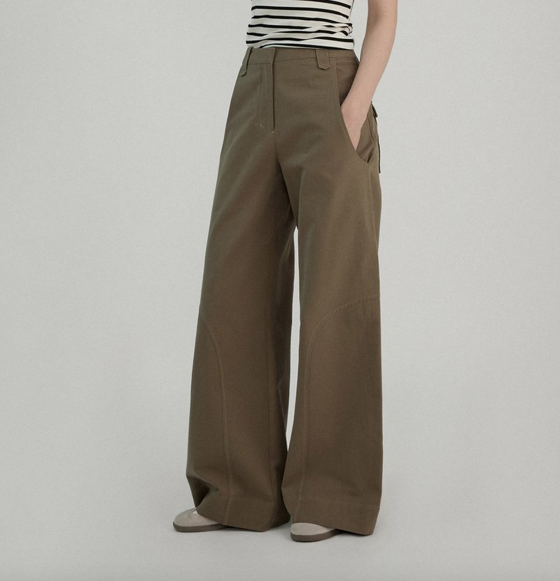 Slim straight pants Tencel breathable wide pants - กางเกงขายาว - วัสดุอื่นๆ สีนำ้ตาล