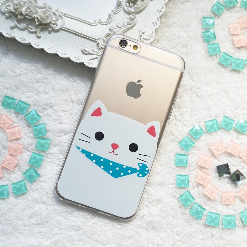 Grey Cat Kitty Clear TPU Phone Case iPhone X 8 7 plus Samsung Note 8 S8 S7 edge - Phone Cases - Silicone Transparent