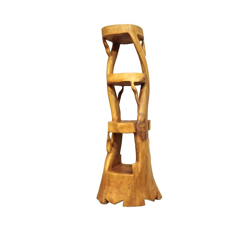 [Jidi City 100% log furniture] SN042 log style shelf flower stand storage rack - ชั้นวางหนังสือ - ไม้ 