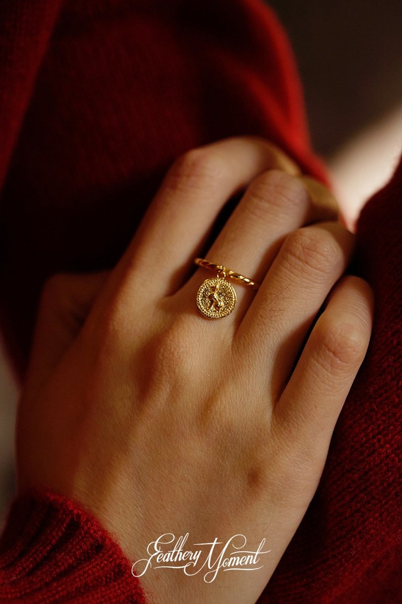 法老貓剪影925銀鍍金戒指 復古埃及風 個性優雅 - 戒指 - 銀 